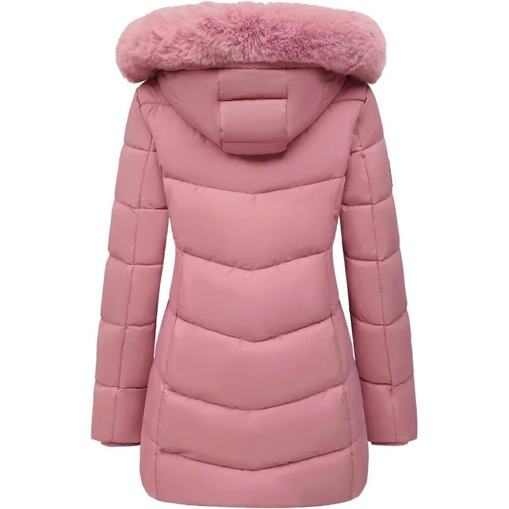 Women's Pink Winter Windproof Warm Down Coats Waterproof Hooded Puffer Jacket